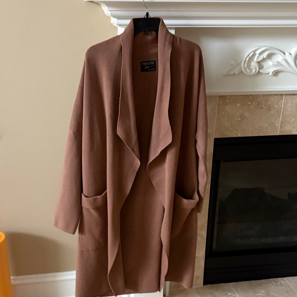 Women's Brown Open Front Sweater duster